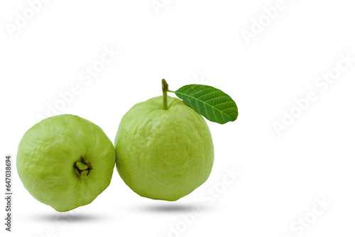 Guava on white isolated use for exotic fruits and vegetable background	
