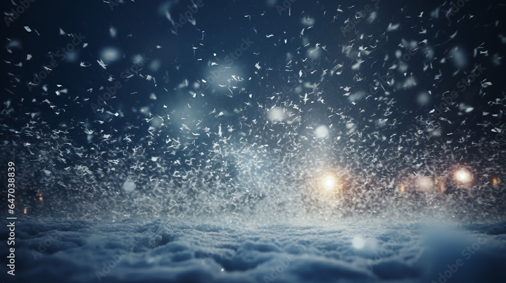 heavy snowfall and snow on the ground at night when illuminated by streetlights heavy snowfall and snow on the ground at night when illuminated by streetlights