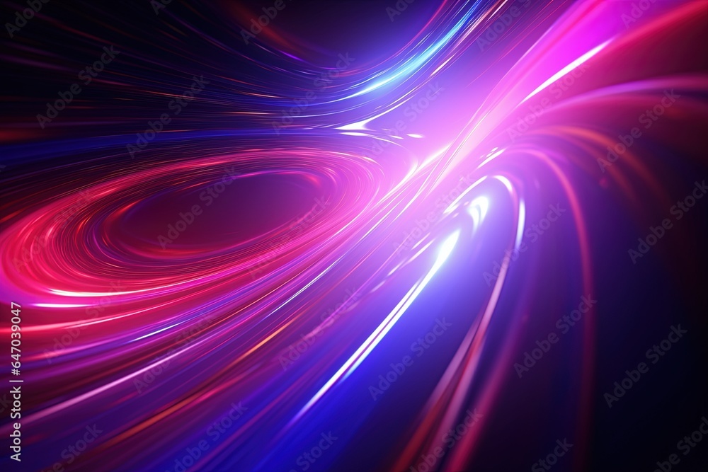 Fototapeta premium abstract futuristic background with pink blue glowing neon moving high speed wave lines and bokeh lights. Data transfer concept Fantastic wallpaper