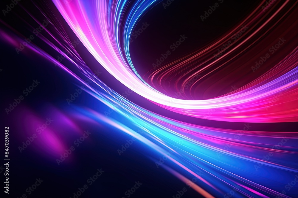 Fototapeta premium abstract futuristic background with pink blue glowing neon moving high speed wave lines and bokeh lights. Data transfer concept Fantastic wallpaper