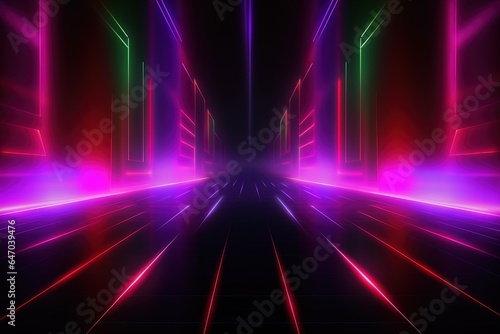 abstract futuristic background with pink blue glowing neon moving high speed wave lines and bokeh lights. Data transfer concept Fantastic wallpaper © ChickyKai