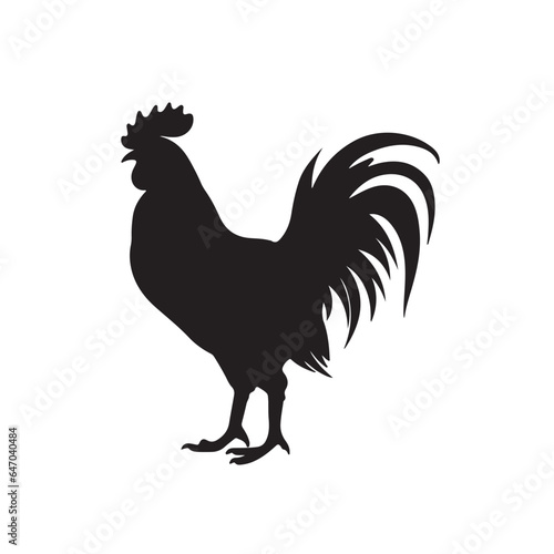 Print op canvas rooster silhouette