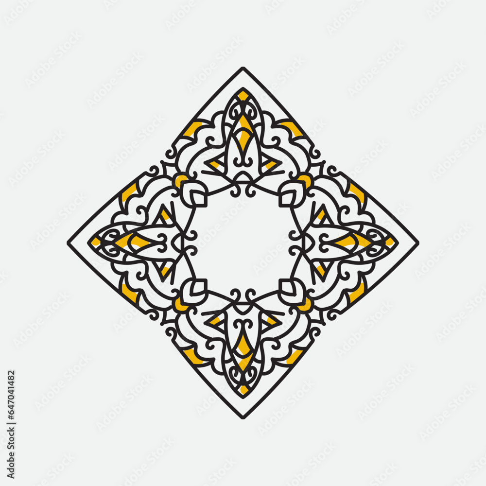 Retro vintage ornament design with black and yellow color
