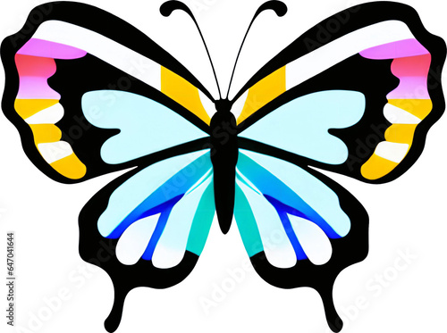 A  vibrant color butterfly on a white background. AI- Generative photo