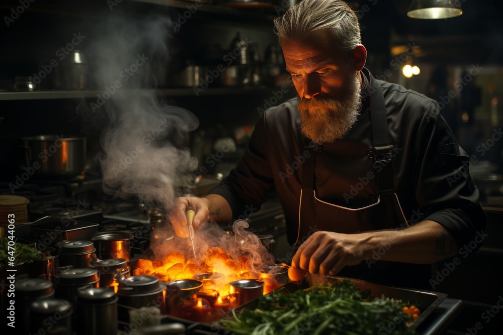 Master chef experimenting with innovative cooking techniques in their state-of-the-art kitchen, Generative AI Master chef experimenting with innovative cooking techniques in their state-of-the-art kitchen, Generative AI
