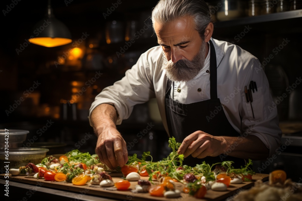 Master chef sampling a dish with a discerning palate, analyzing flavors and textures, Generative AI Master chef sampling a dish with a discerning palate, analyzing flavors and textures, Generative AI