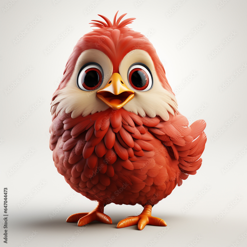 3d cartoon cute hen