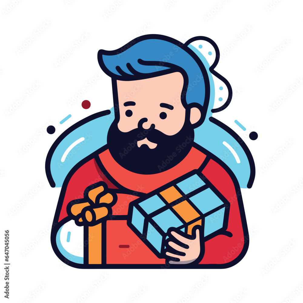 Obraz premium vector gift box with cute animal in christmas