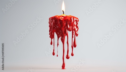 burning candle on a red background