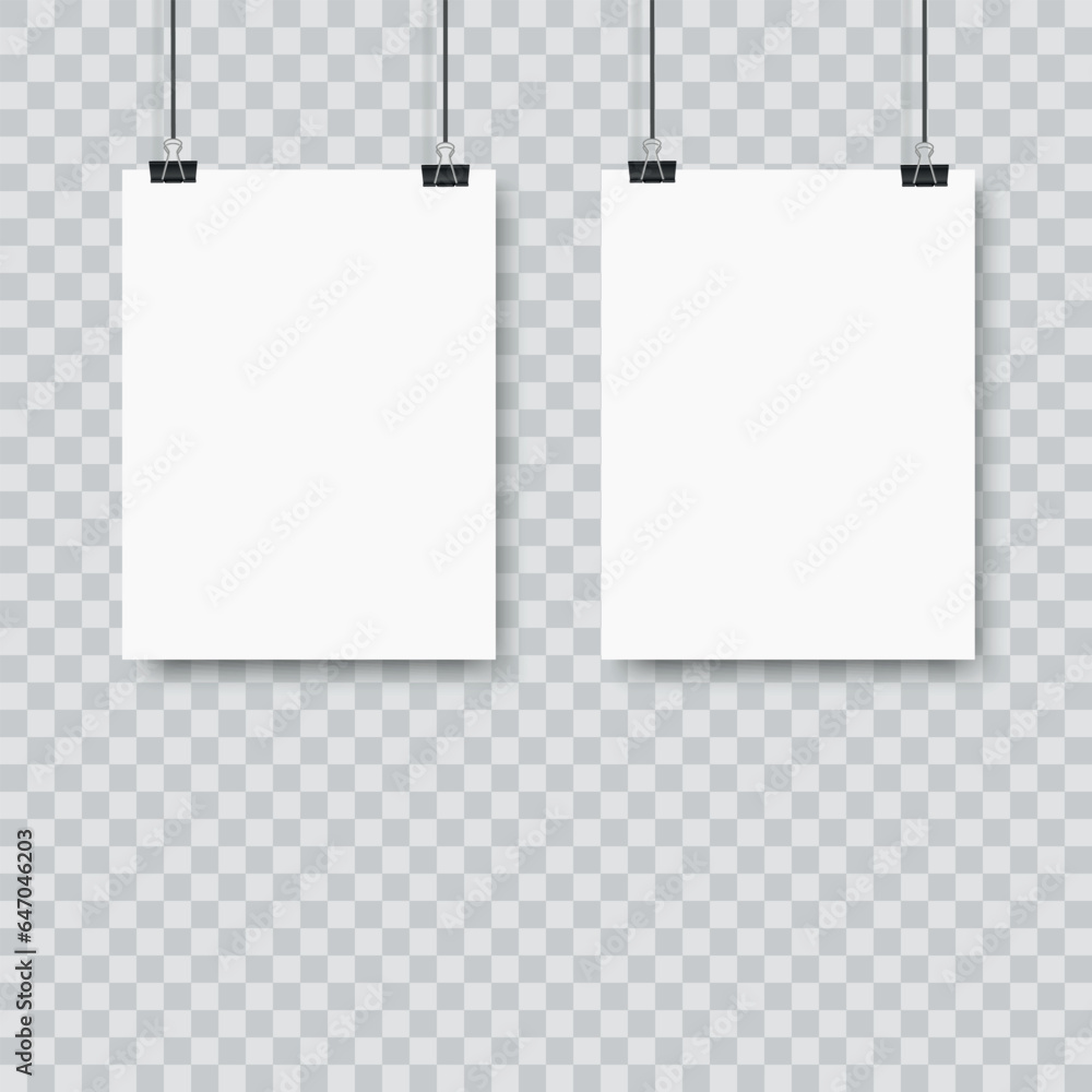 Hanging A4 paper poster on wall poster. Vector Hanging A4 paper poster on wall poster. Vector