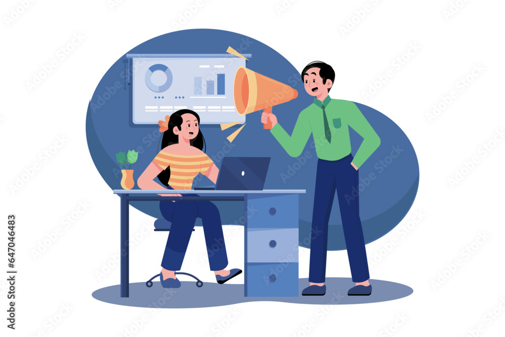 Male business leader speaker talking at meeting with a megaphone. Male business leader speaker talking at meeting with a megaphone.