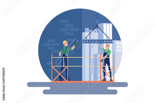 Construction workers working on the construction site