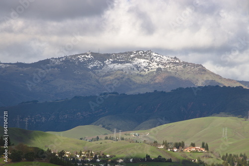 Snow on the summit of Mt Diablo as seen from San Ramon, California