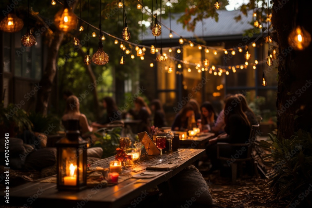 Lantern-Lit Garden Party Where Friends Gathered, Generative AI