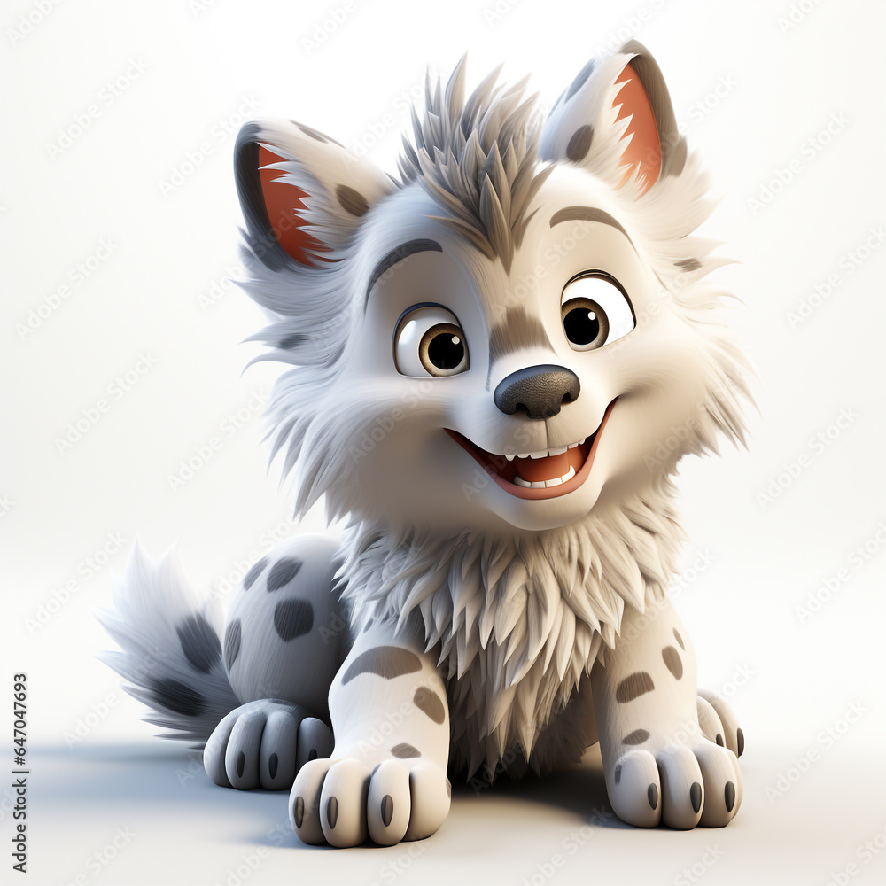 3d cartoon cute wolf