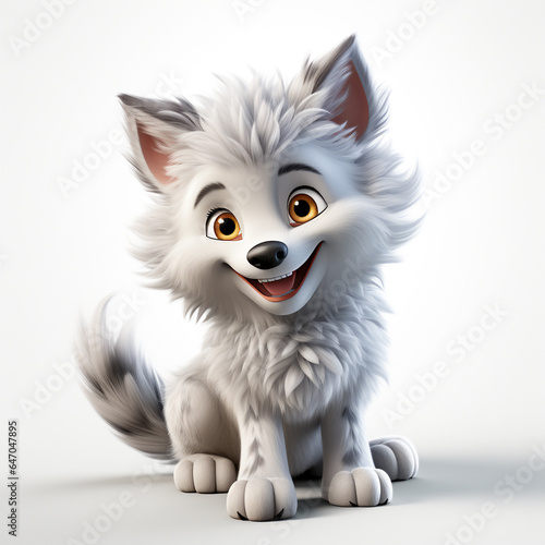3d cartoon cute wolf