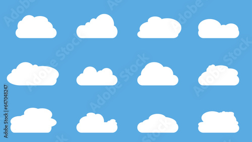 Cloud vector set, Set of clouds, Cloud icon, Vector illustration. 