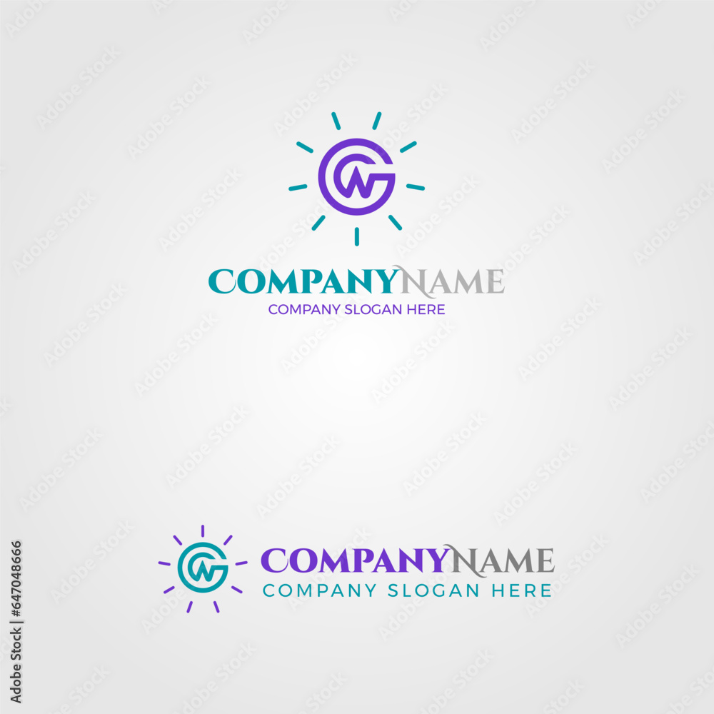 logo template design company circle W in one set logo template design company circle W in one set