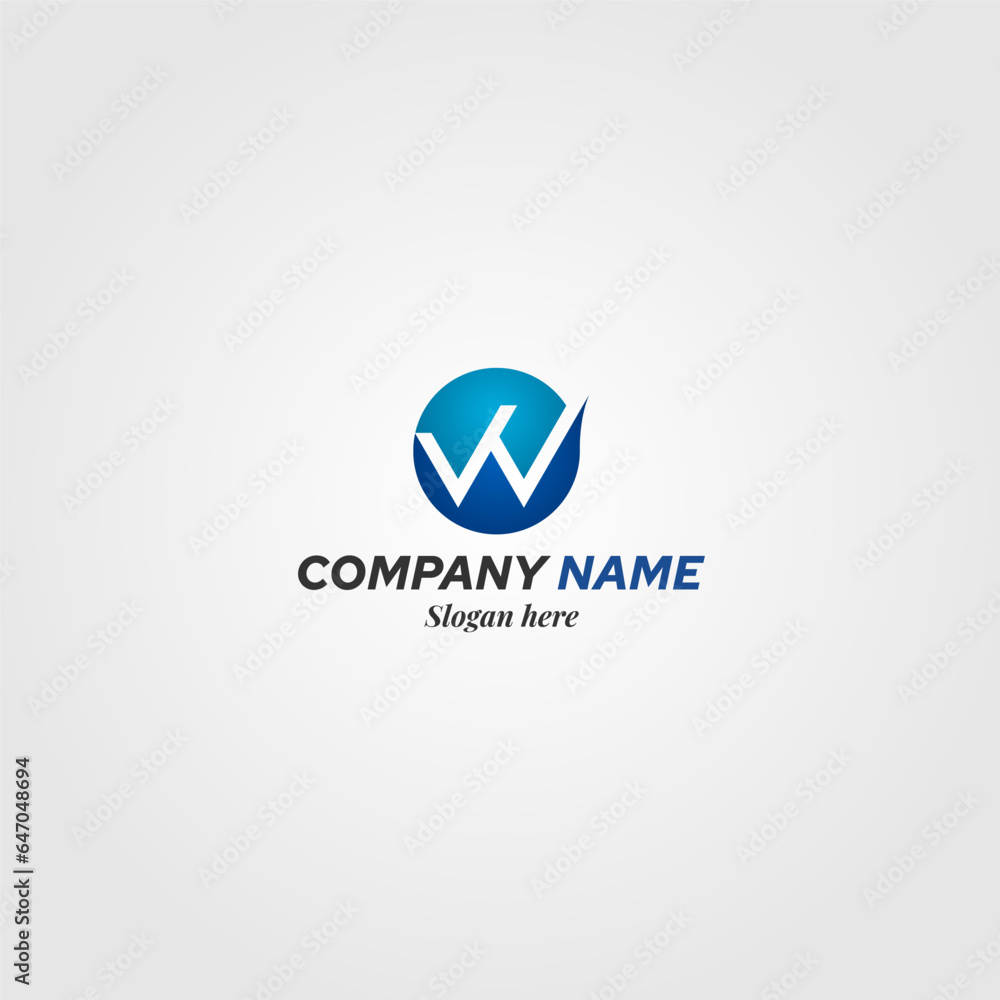 Fototapeta premium logo W logotype business company blue color