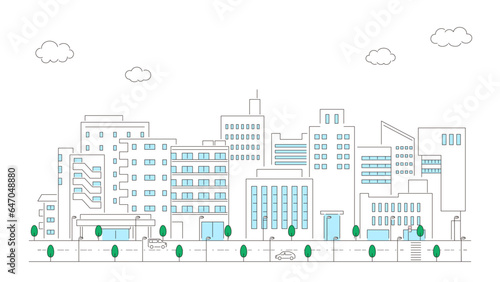 都市の風景　シンプルな街並みのイラスト
