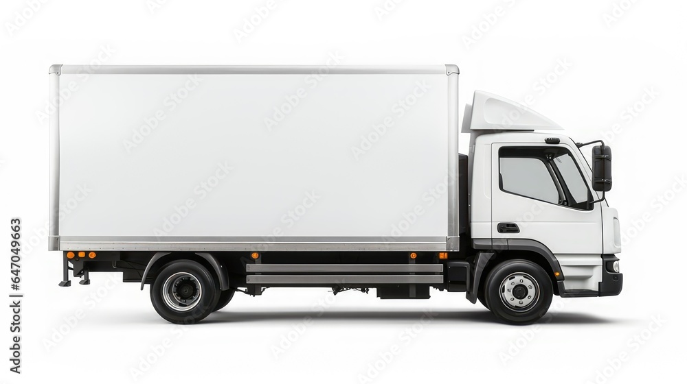 White Delivery Truck Side View. generative AI