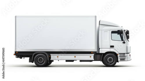 White Delivery Truck Side View. generative AI