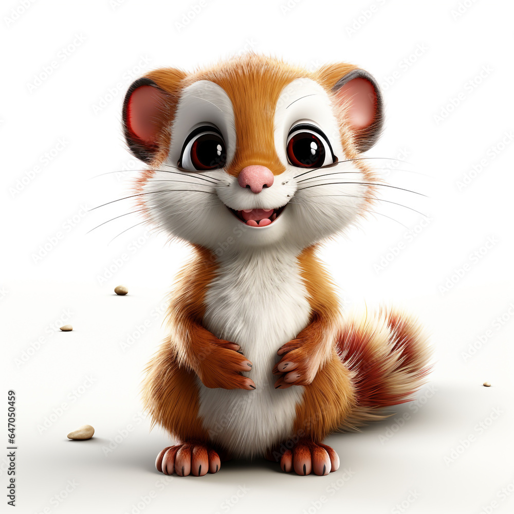 3d cartoon cute ferret