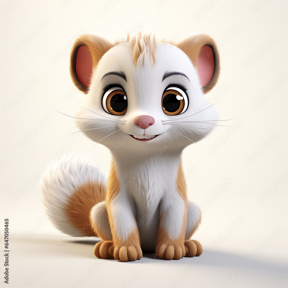 Fototapeta premium 3d cartoon cute ferret