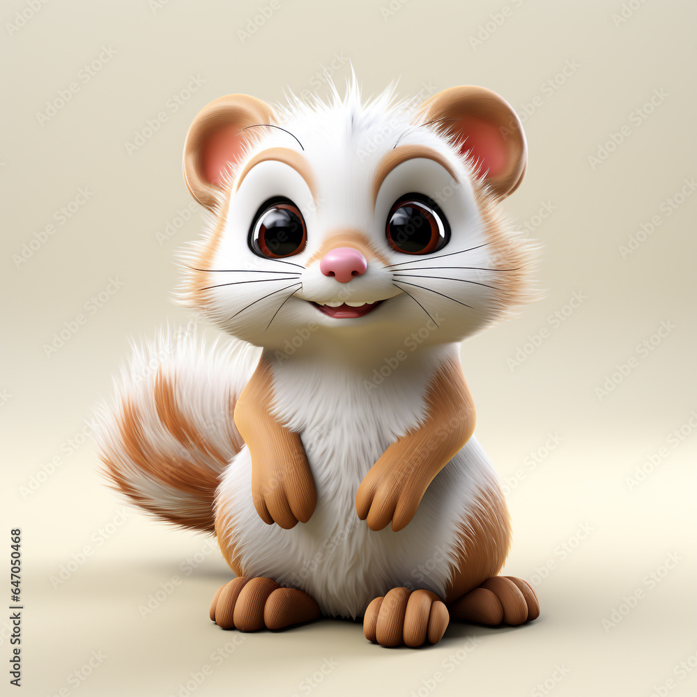 3d cartoon cute ferret 3d cartoon cute ferret
