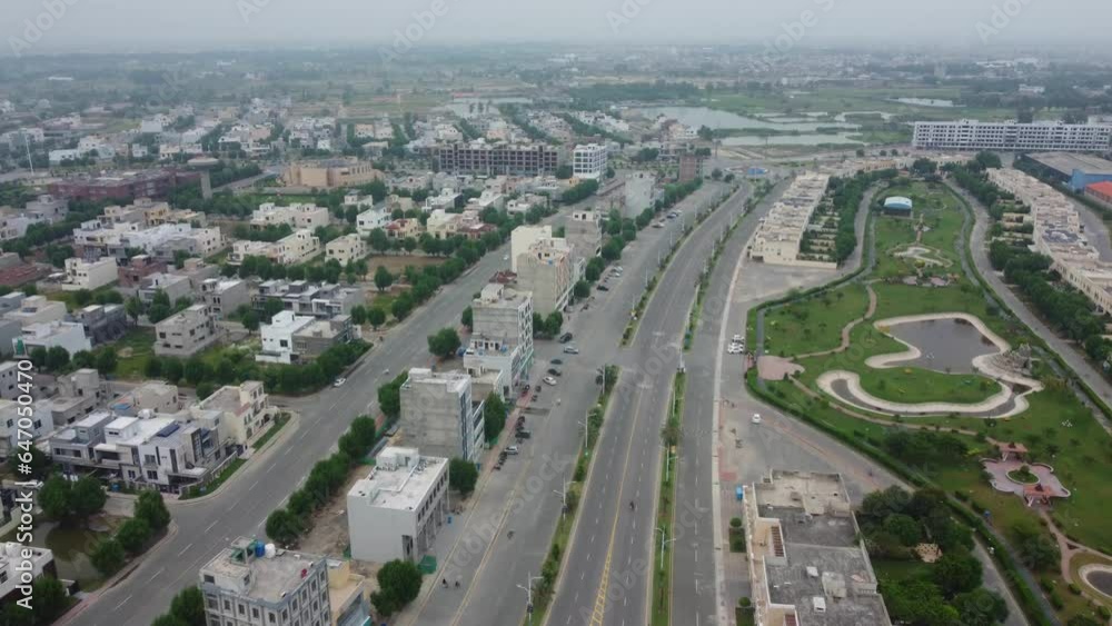 Aerial view of the Bahria Orchard housing society in Lahore City Aerial view of the Bahria Orchard housing society in Lahore City