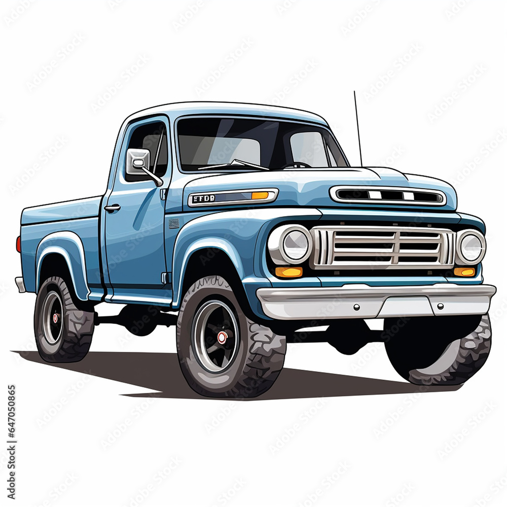 Pickup truck on white background side view