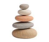 Stack of pebbles, zen stones, isolated on transparent background