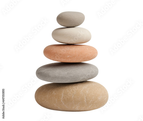 Stack of pebbles  zen stones  isolated on transparent background