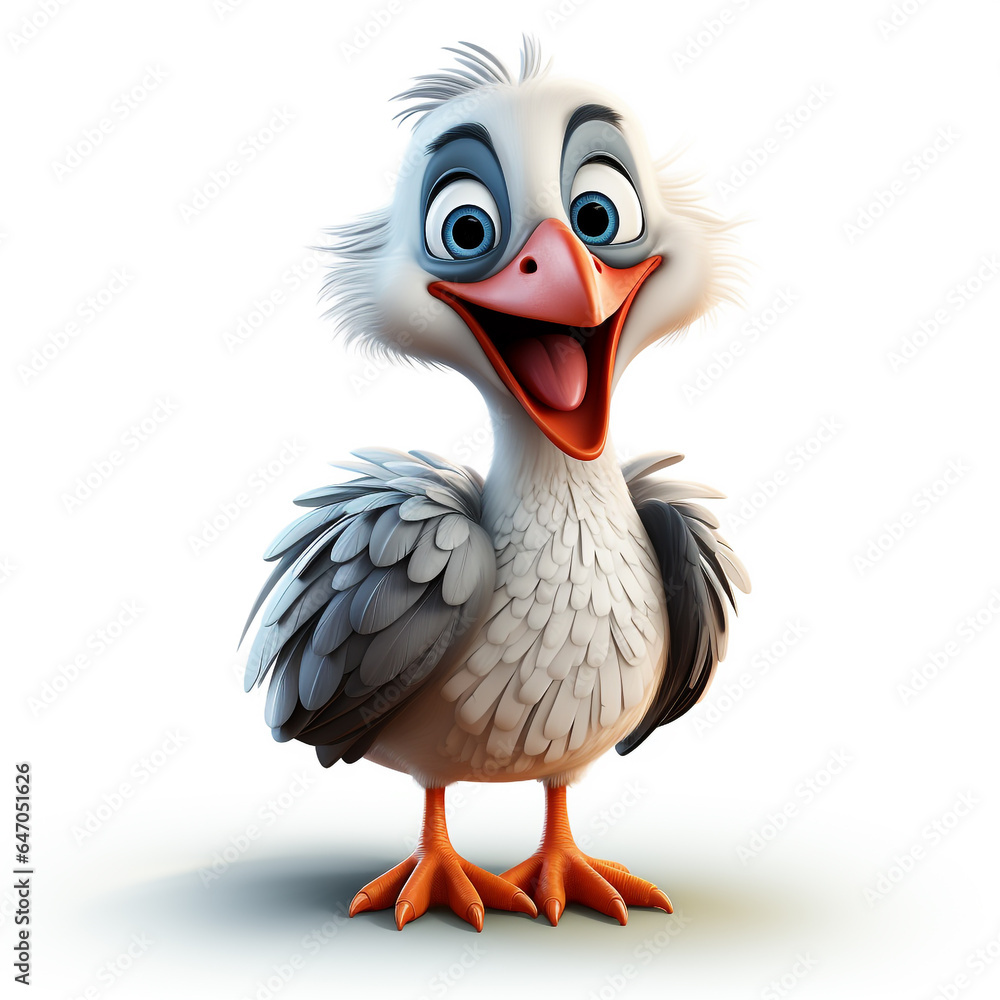 3d cartoon cute stork