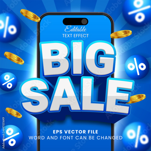 Big sale promotion 3d editable vector text effect
