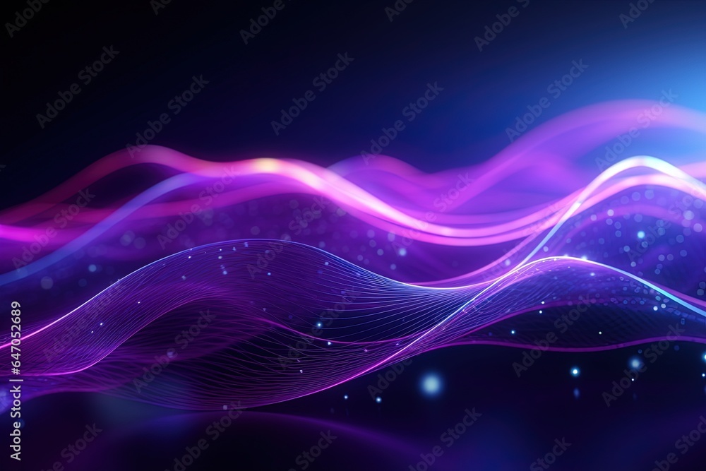 Fototapeta premium abstract futuristic background with pink blue glowing neon moving high speed wave lines and bokeh lights. Data transfer concept Fantastic wallpaper