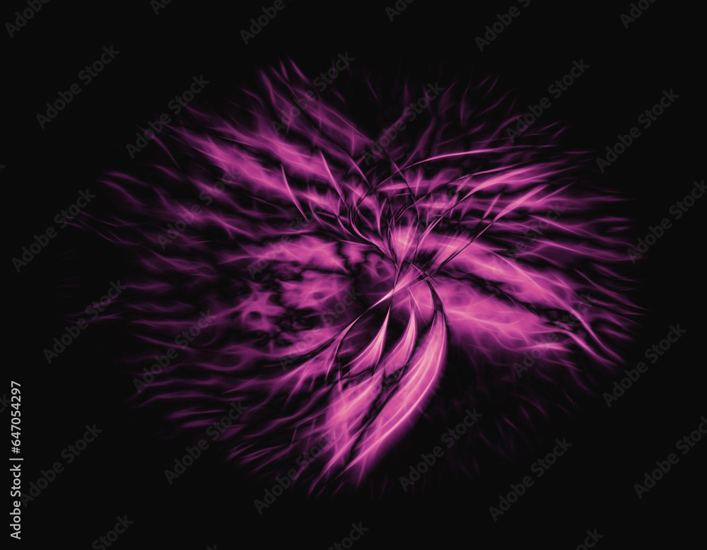 glowing motion blur insect flight in purple on a plain black background
