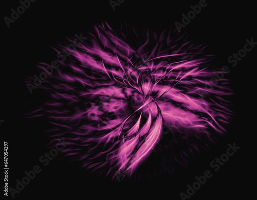 glowing motion blur insect flight in purple on a plain black background