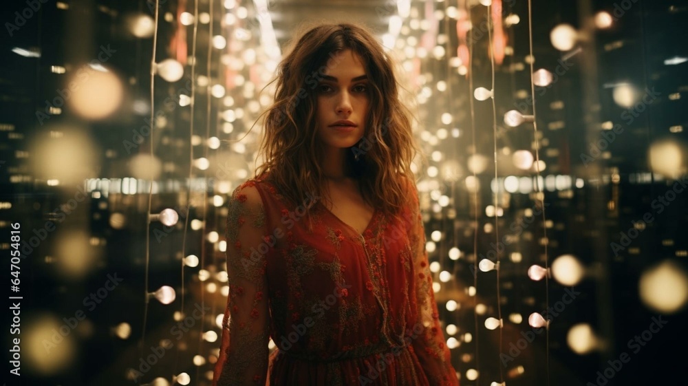woman surrounded by lights woman surrounded by lights