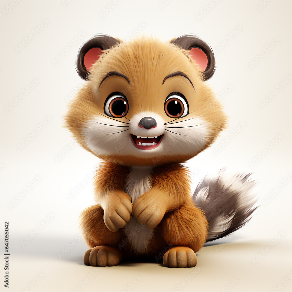 Fototapeta premium cute 3d mink cartoon