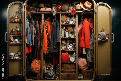 Locker filled with costumes and props in a theater or performing arts setting, Generative AI © Shooting Star Std