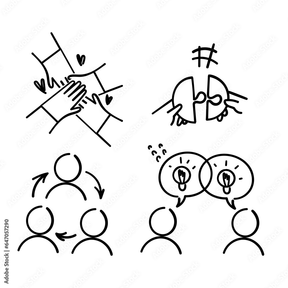hand drawn doodle person teammwork related illustration