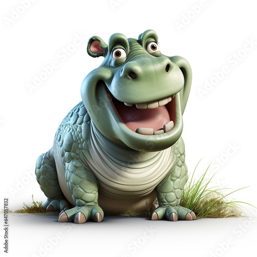 3d cartoon cute hippo