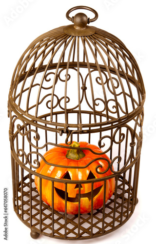 Jack-o-lantern in a cage