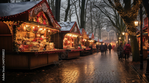 a Christmas market in wet weather © jr-art