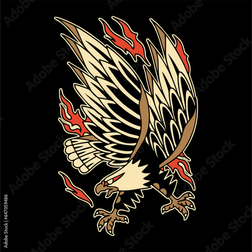 illustration vector of traditional flash tattoo japanese and american style