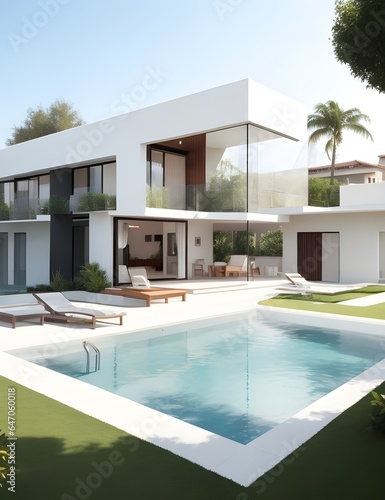 A modern villa with swimming pool 