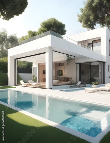 A modern villa with swimming pool 
