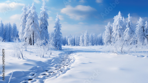 beautiful winter landscape with lots of fresh snow