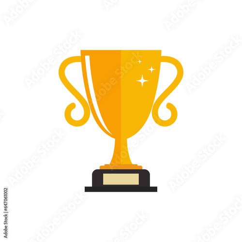 Golden trophy, winning cup flat vector icon gold winner cup with star isolated on white background